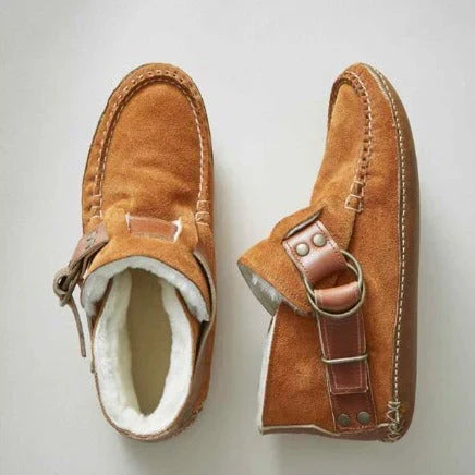 Tiverna | Women's Ankle Boots Suede Buckle Flat - Image 1