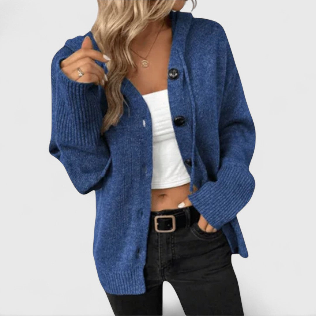 Brenna | Women's Relaxed Fit Button-Front Cardigan - Blue - Image 1