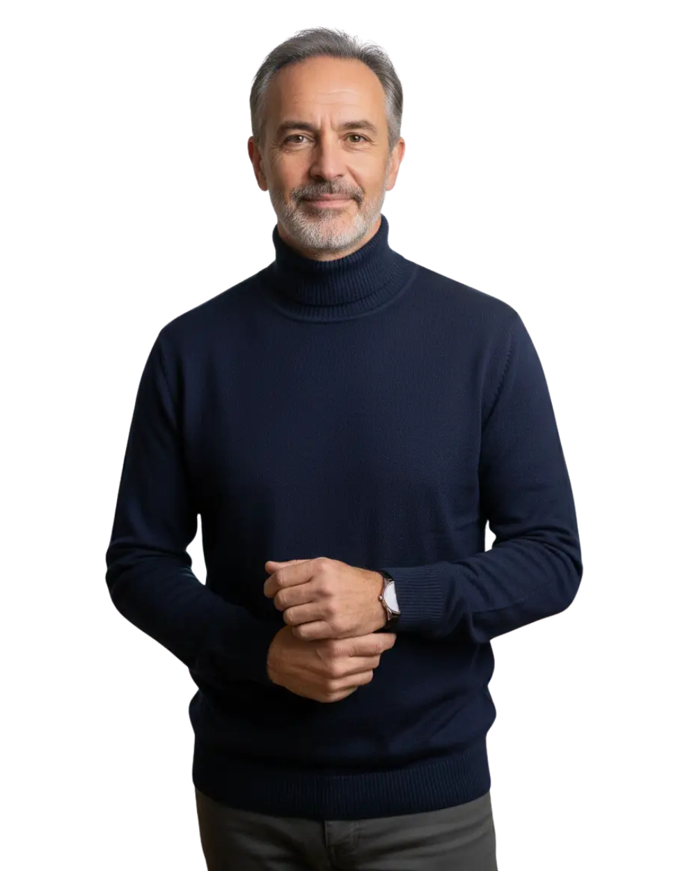 Briallen | Women's Turtleneck Sweater Ribbed Knit - Navy - Image 1