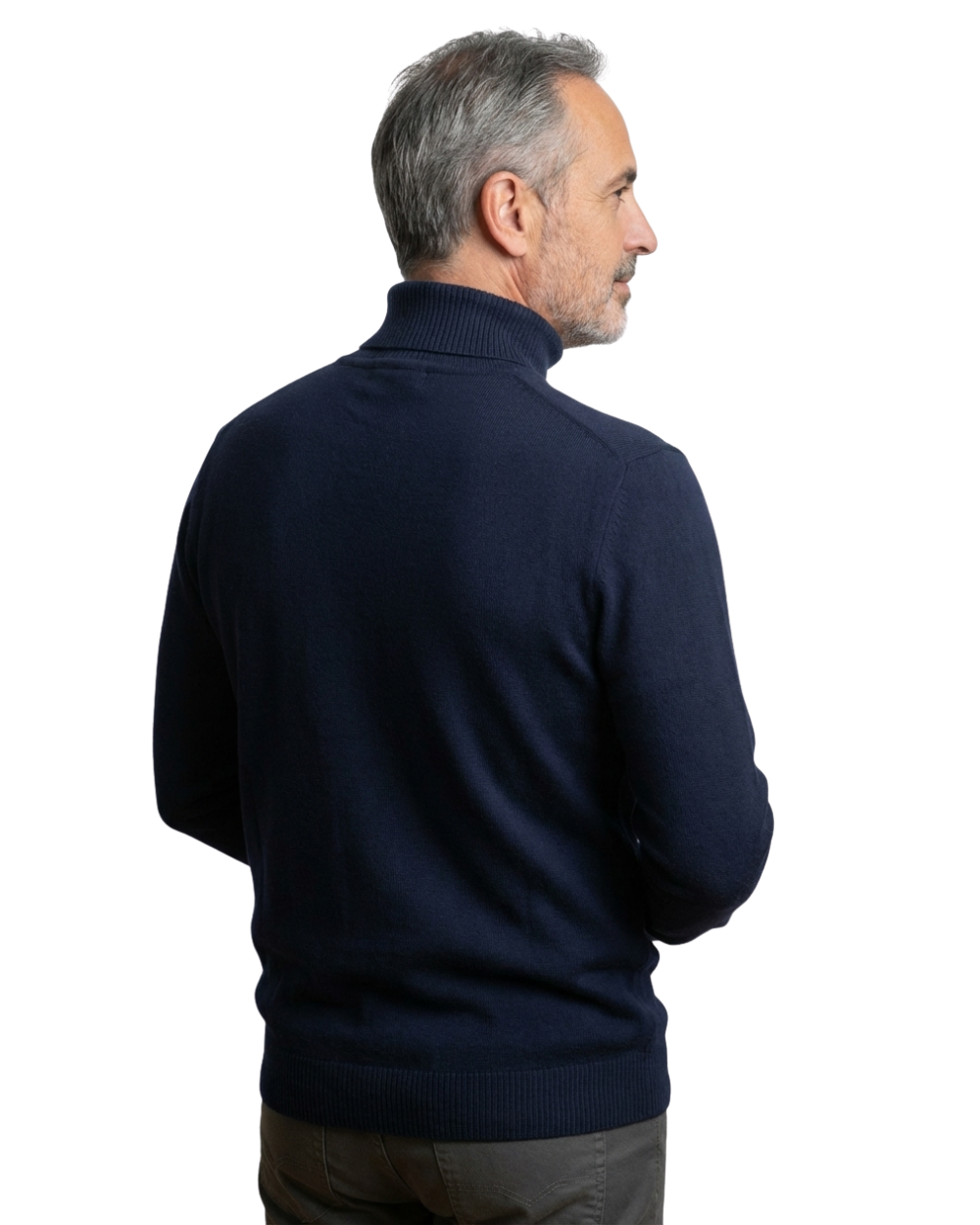 Briallen | Women's Turtleneck Sweater Ribbed Knit - Navy - Image 2