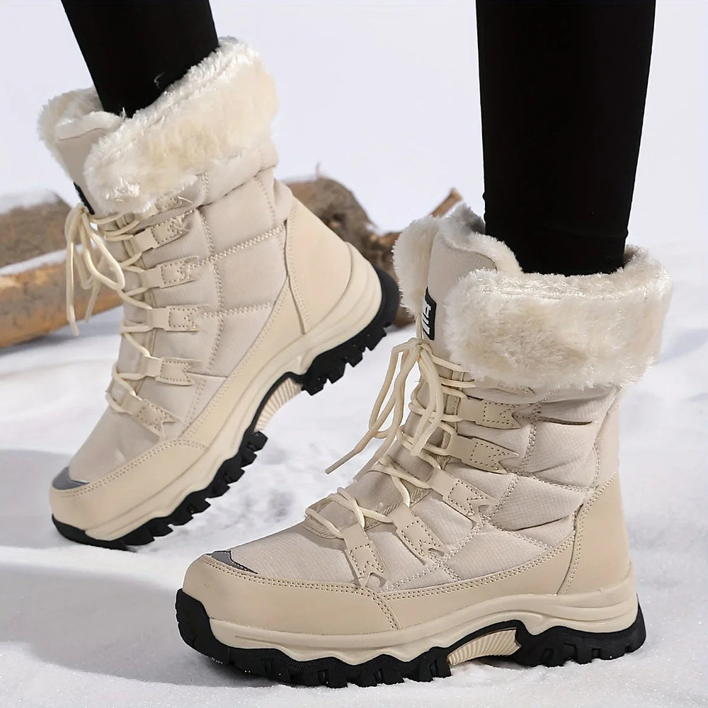 Brielle | Women's Waterproof Winter Snow Boots - Cream - Image 2