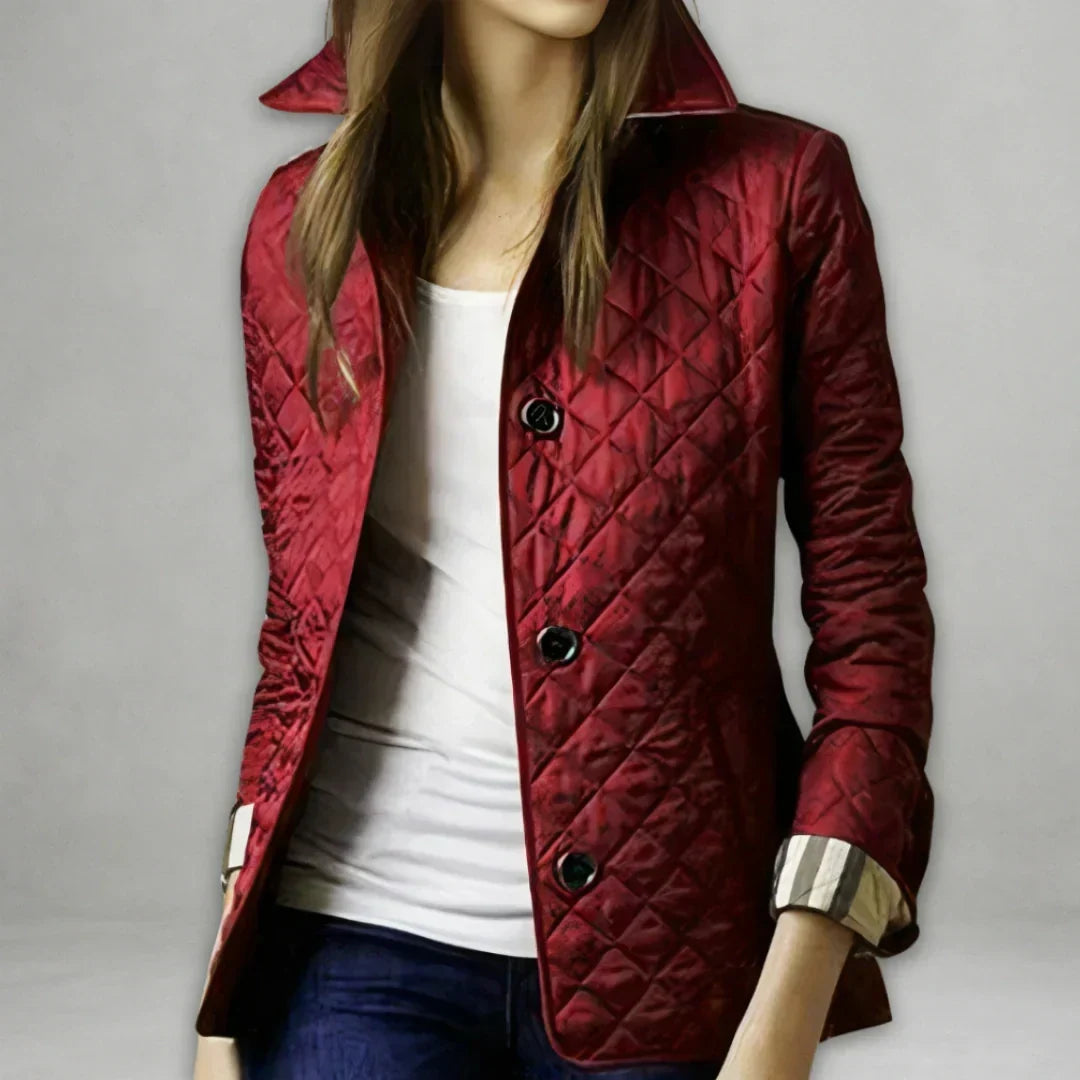 Brindara | Women's Quilted Winter Coat - Red - Image 1