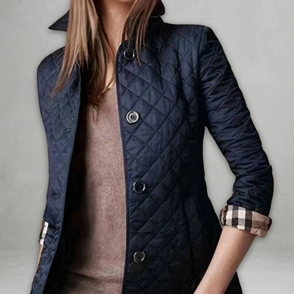 Brindara | Women's Quilted Winter Coat - Red - Image 2