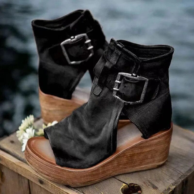 Brindella | Women's Open Toe Wedge Ankle Boots - Image 2