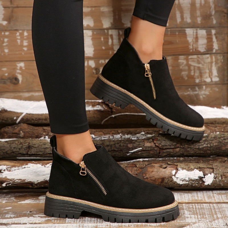 Brindova | Women's Suede Ankle Boots - Black - Image 2