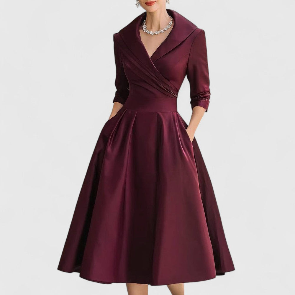 Caldorvaine | Women's Midi Dress Collared A-Line - Image 2