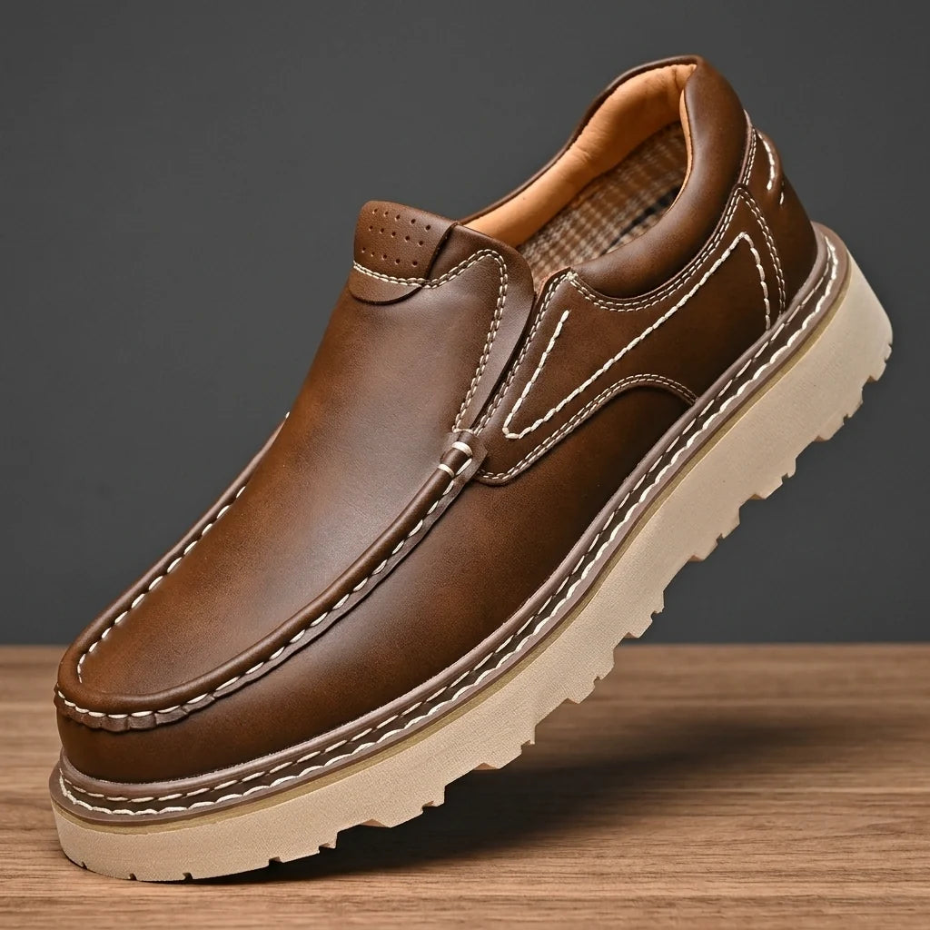 Caldwyn | Women's Slip-On Leather Platform Loafers - Brown - Image 1