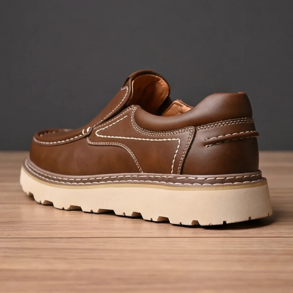 Caldwyn | Women's Slip-On Leather Platform Loafers - Brown - Image 2