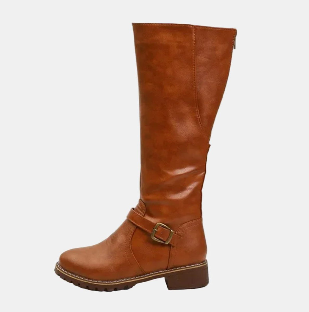 Calveth | Women's Knee High Riding Boots - Camel - Image 1