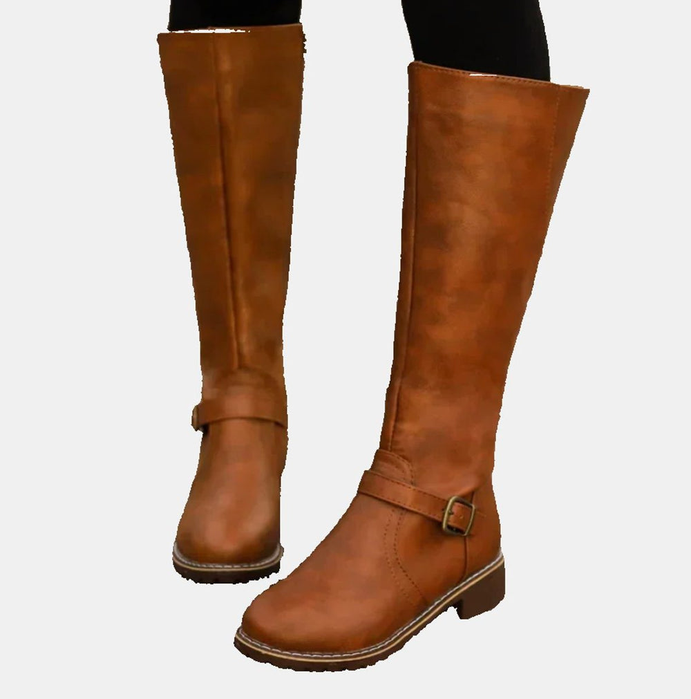 Calveth | Women's Knee High Riding Boots - Camel - Image 2