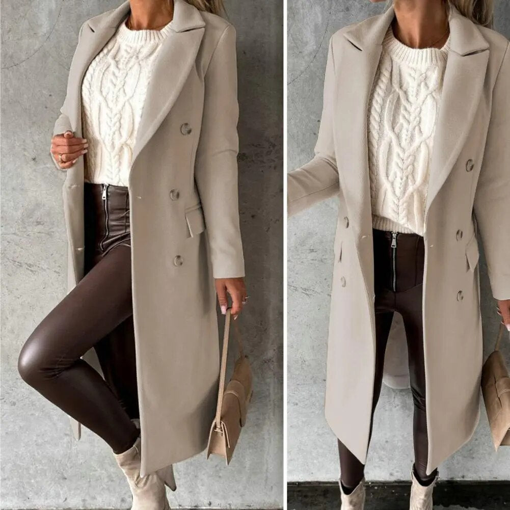 Calveth | Women's Long Double-Breasted Winter Coat - Image 1