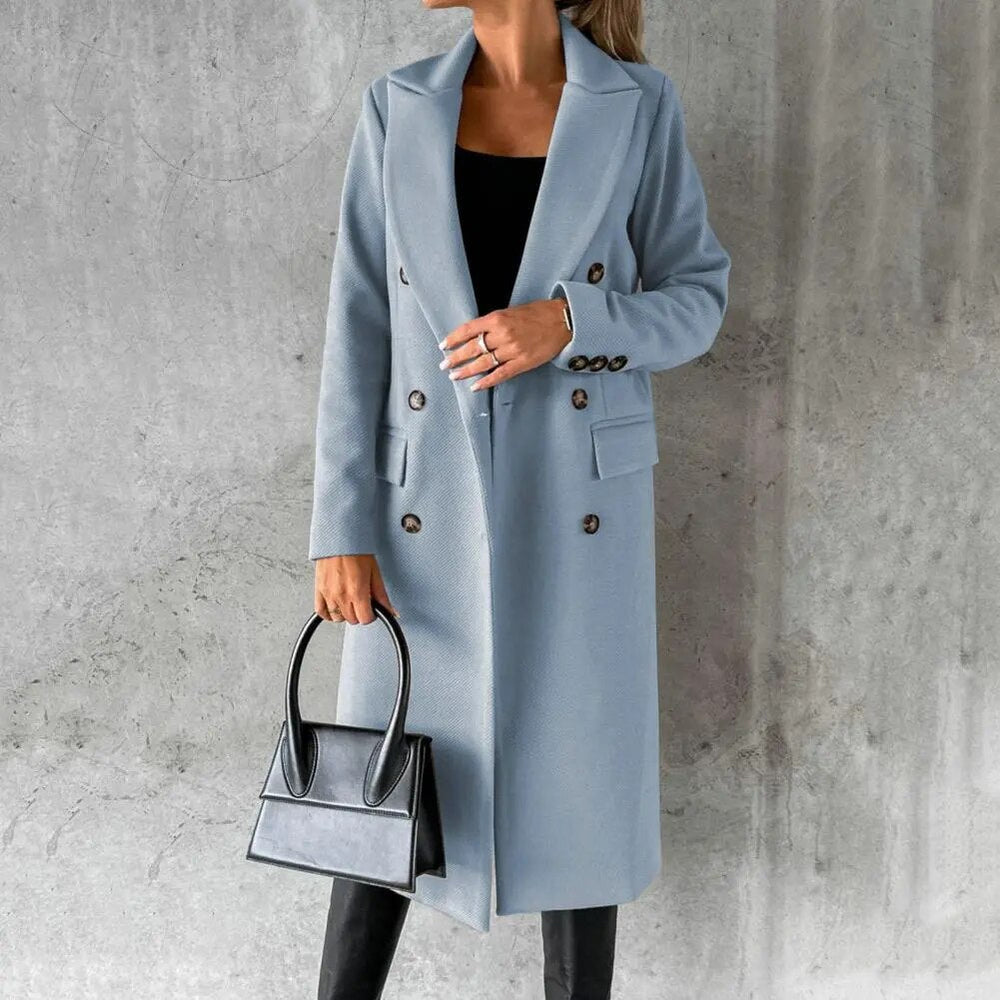Calveth | Women's Long Double-Breasted Winter Coat - Image 2
