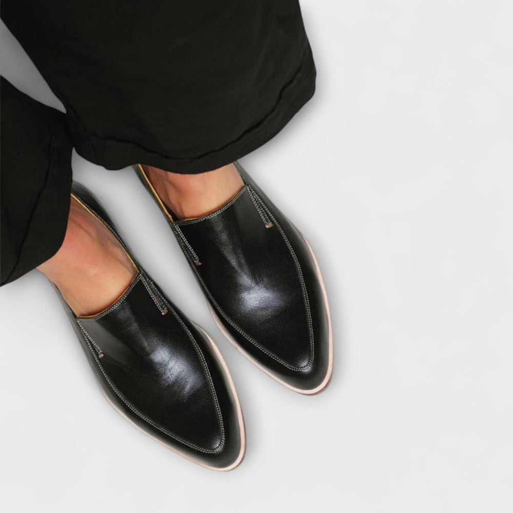 Casveth | Women's Pointed Toe Slip-On Loafers - Black - Image 2