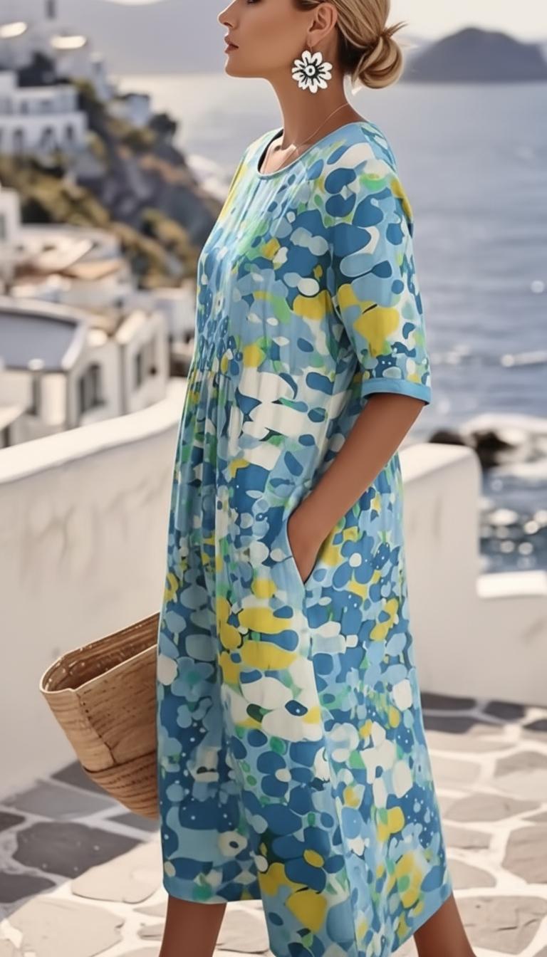 Cavendelle | Women's Midi Dress Abstract Print - Image 2