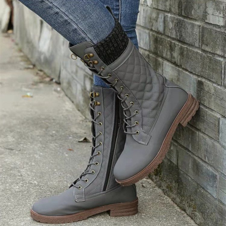 Colvanna | Women's Waterproof Winter Boots Lace-Up - Grey - Image 2