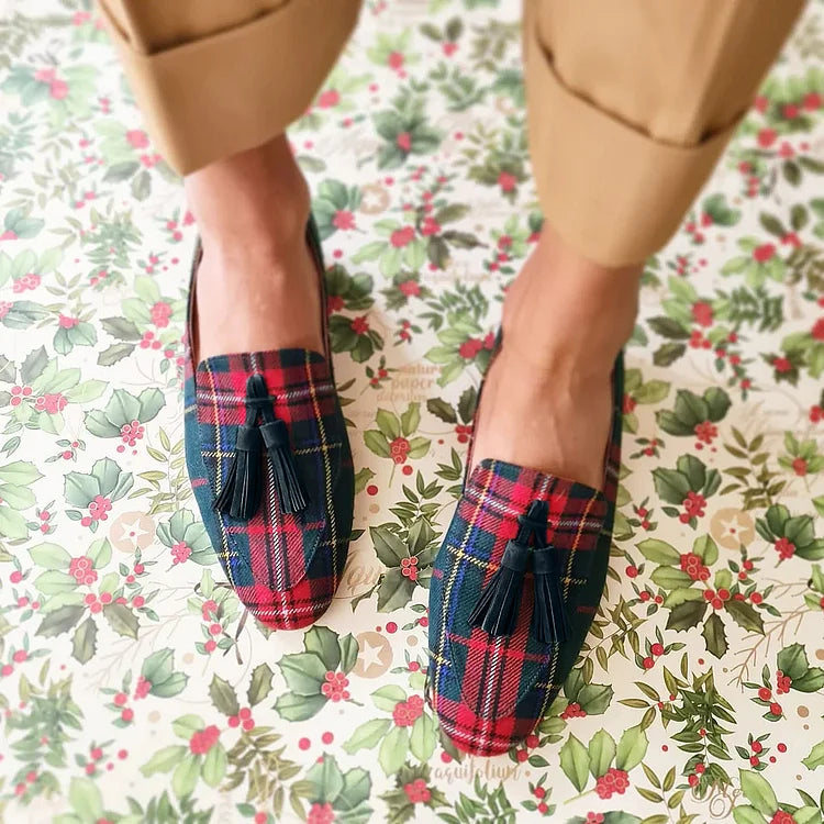 Colvette | Women's Tartan Tassel Loafer Flats - Image 2