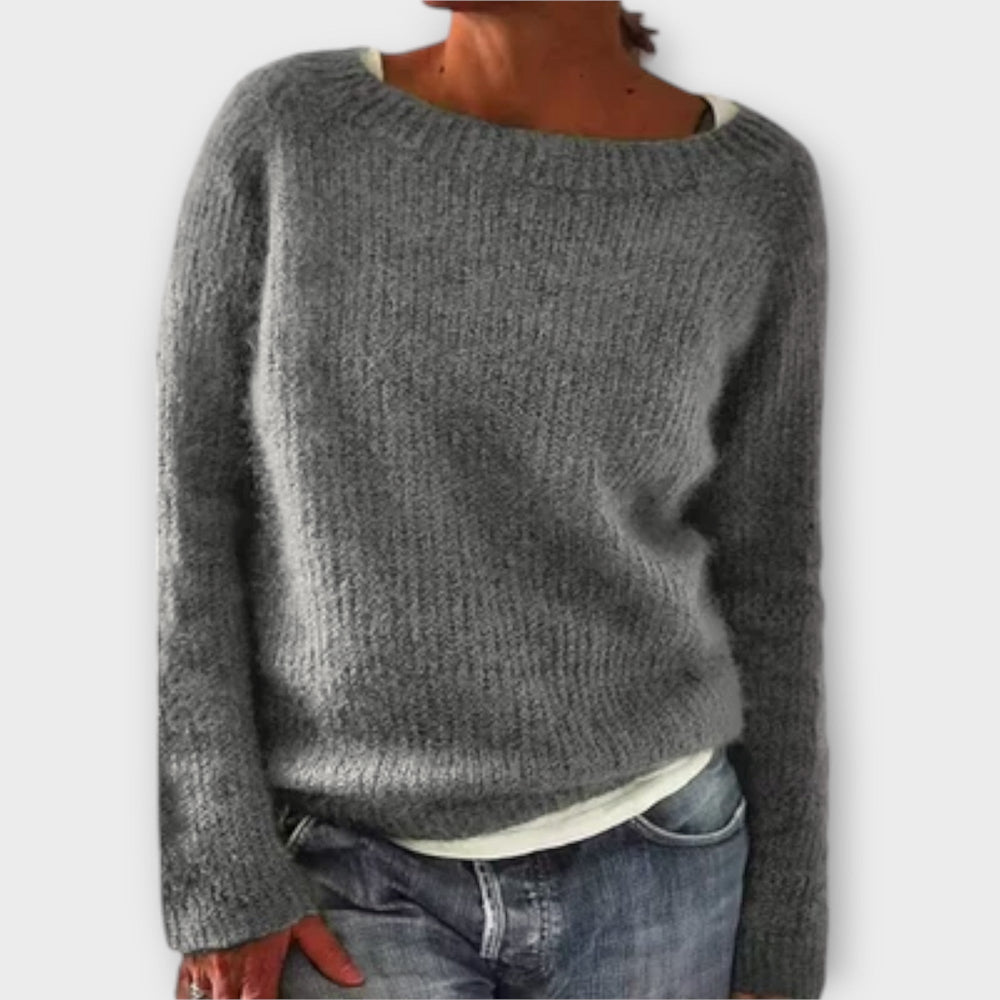 Corenne | Women's Oversized Knit Sweater Pullover - Mustard - Image 2