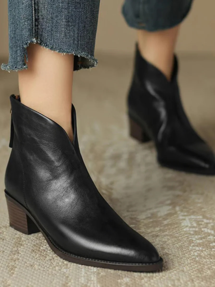Corvelle | Women's Ankle Boots Low Block Heel - Image 1