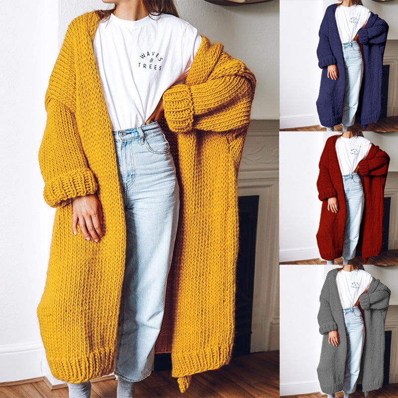 Corven | Women's Oversized Chunky Knit Cardigan - Orange - Image 1