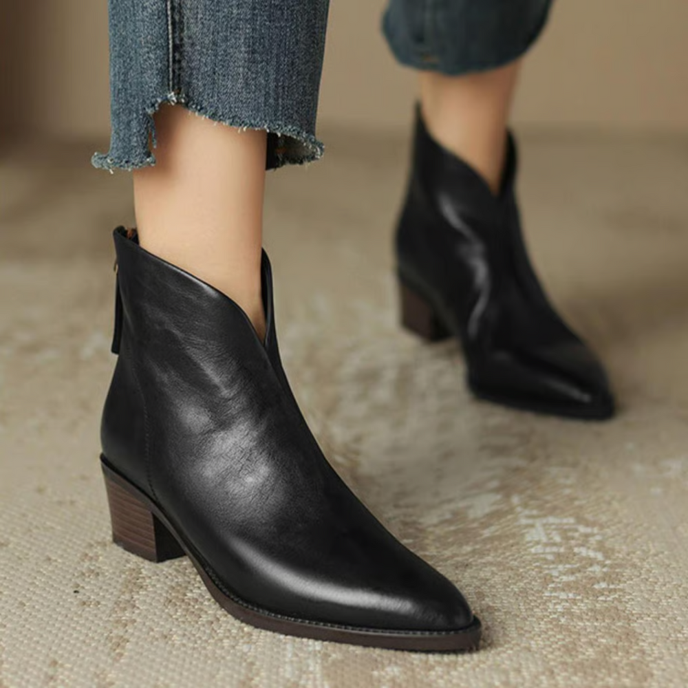 Delvaine | Women's Ankle Boots Pointed Toe - Black - Image 2
