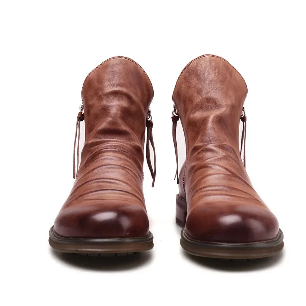 Delvara | Women's Chelsea Ankle Boots Side Zip - Brown - Image 2