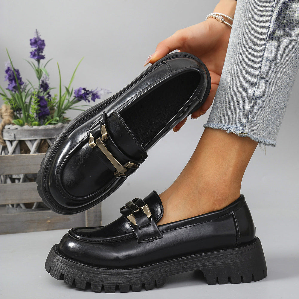 Delvina | Women's Chunky Platform Loafers - Black - Image 2