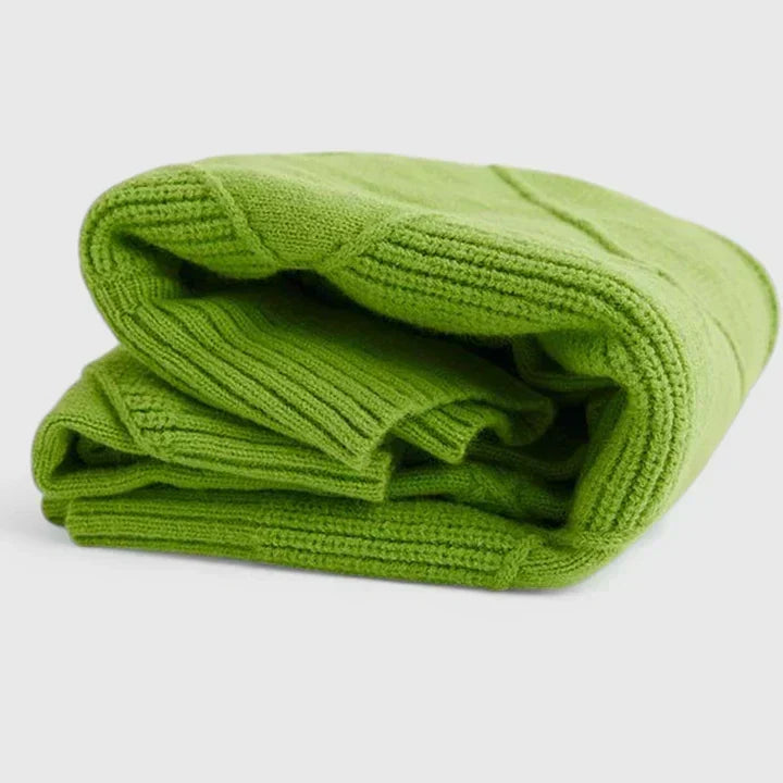 Delvina | Women's Turtleneck Sweater Diamond Knit - Green - Image 2
