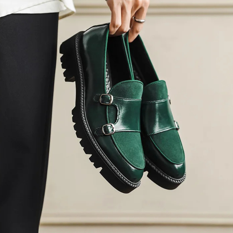 Delwyn | Women's Double Monk Strap Loafers - Burgundy - Image 2
