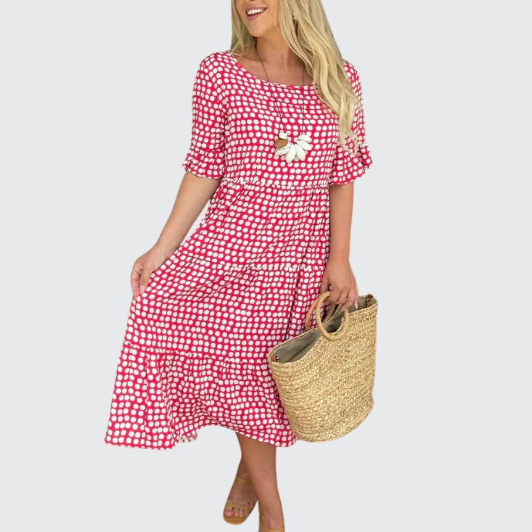 Delwyn | Women's Midi Dress - Red - Image 1