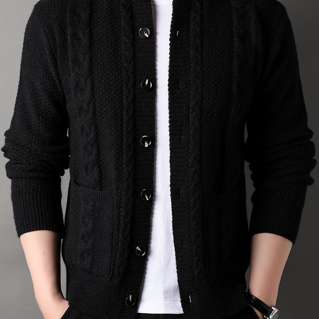 Dorilyn | Women's Cable Knit Button-Front Cardigan - Black - Image 1