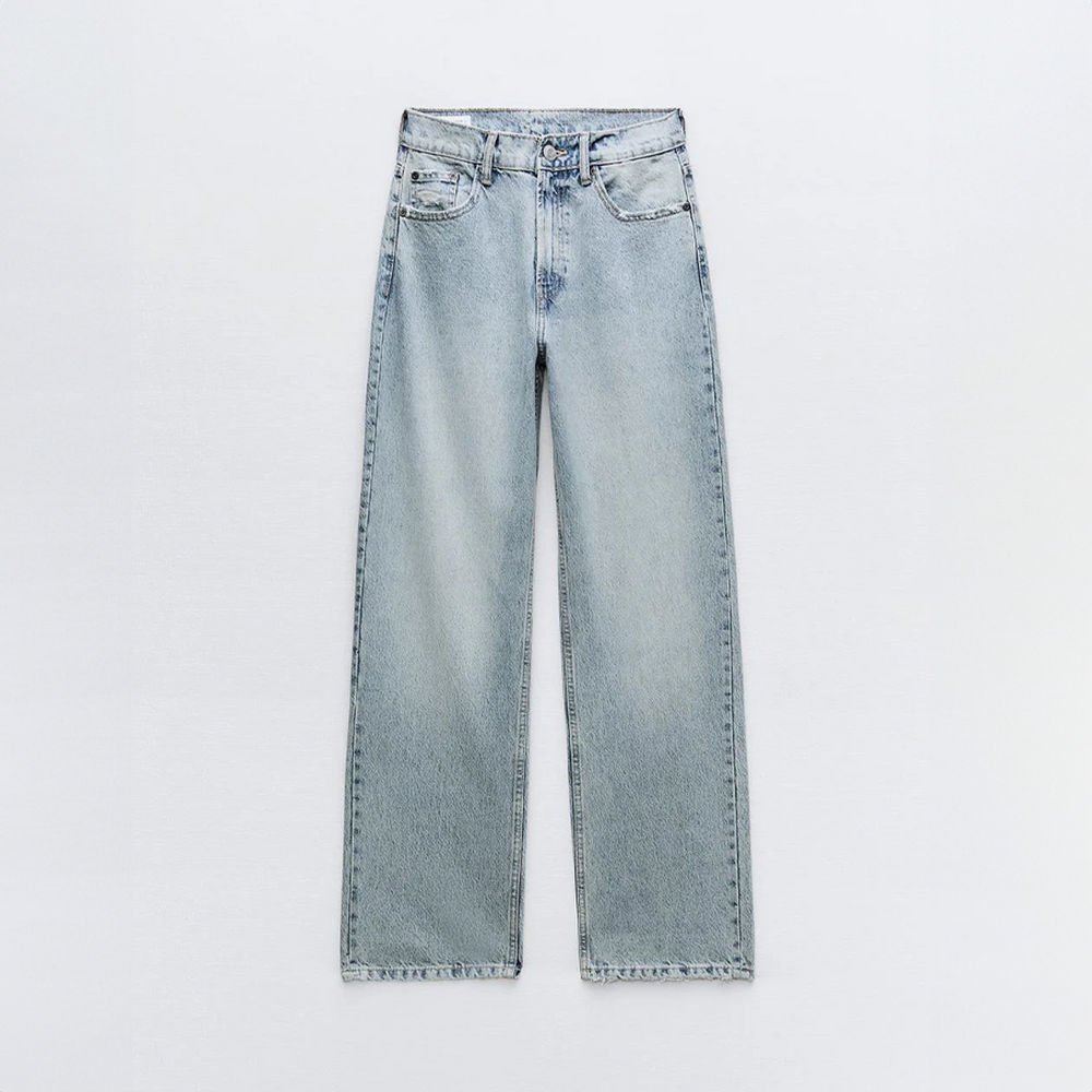 Drevelle | Women's Baggy Wide Leg Distressed Jeans - Light Blue - Image 2