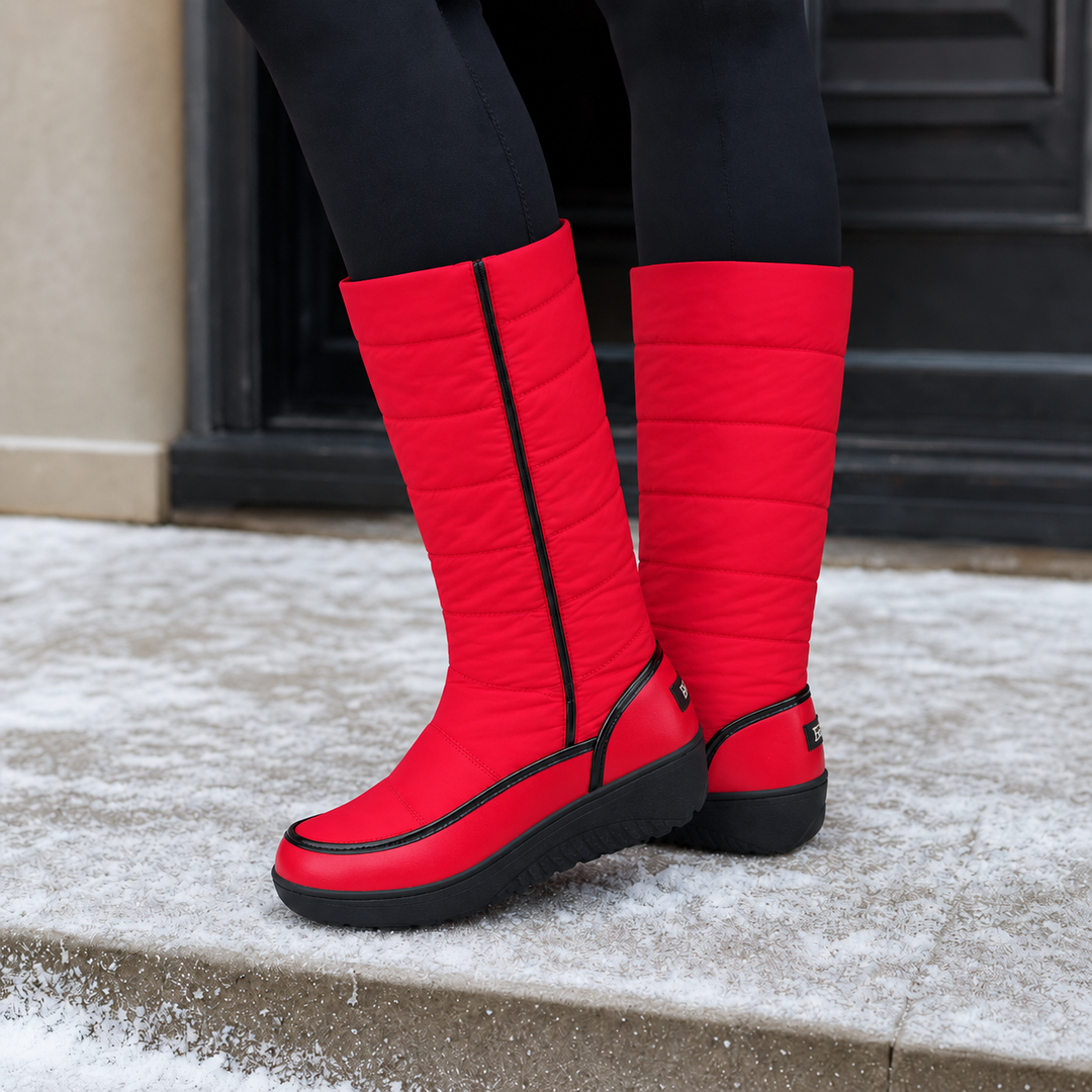 Fennick | Women's Knee High Winter Snow Boots - Red - Image 1