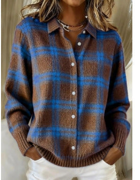 Halveth | Women's Plaid Button-Up Cardigan - Image 1