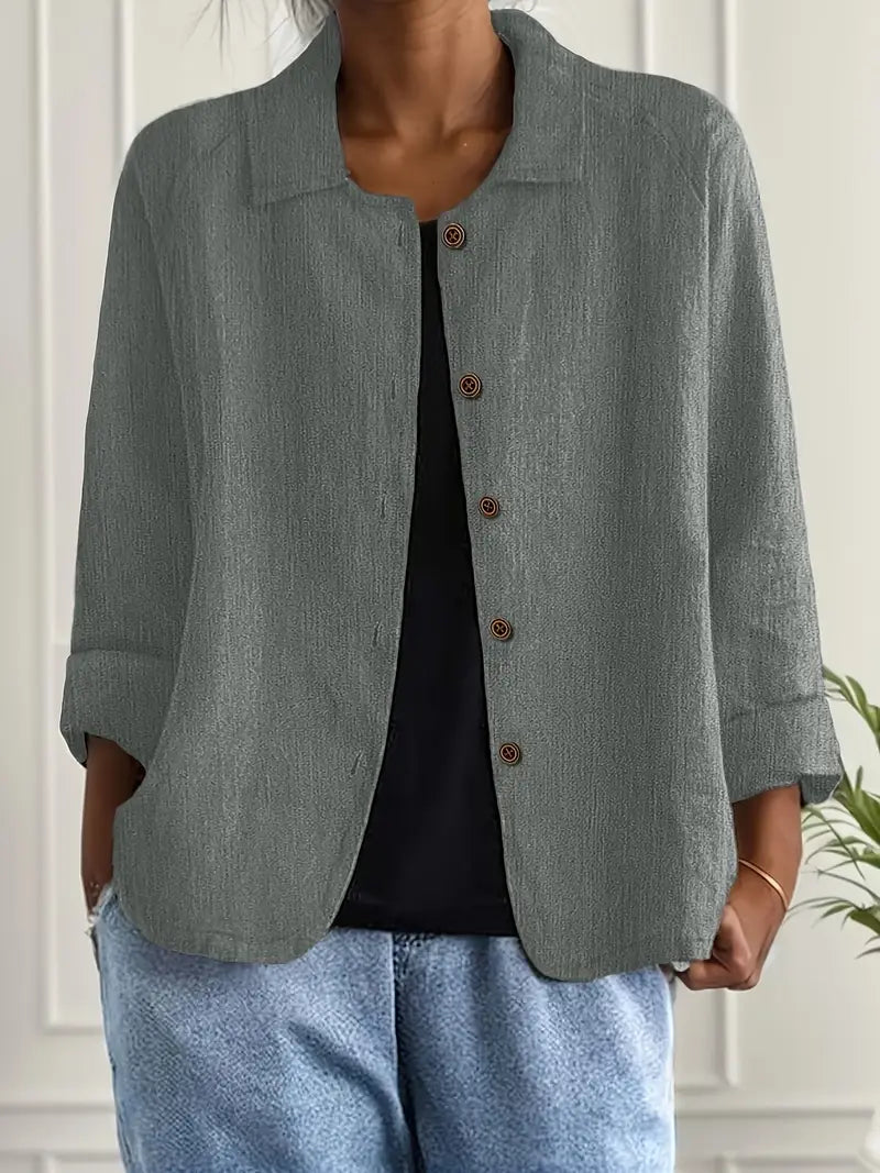 Halvina | Women's Button-Front Cardigan Shirt Jacket - Light Blue - Image 2