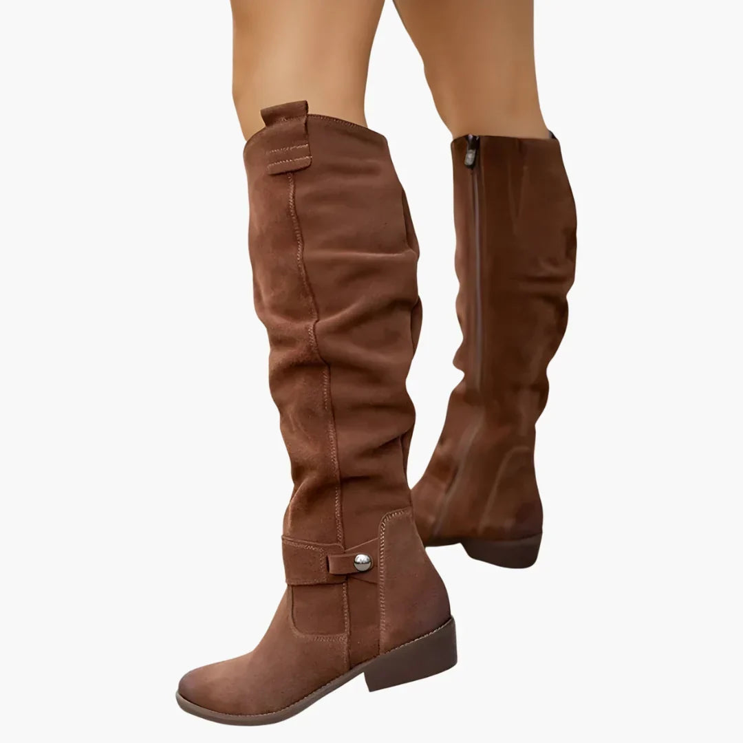 Halvourne | Women's Knee-High Slouch Boots - Brown - Image 1