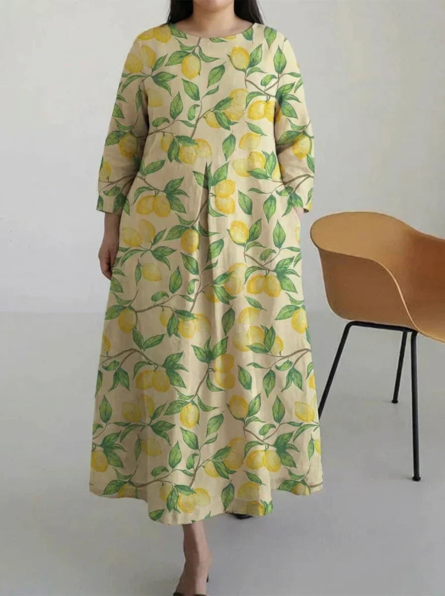 Liorra | Women's Lemon Print Midi Dress - Image 1