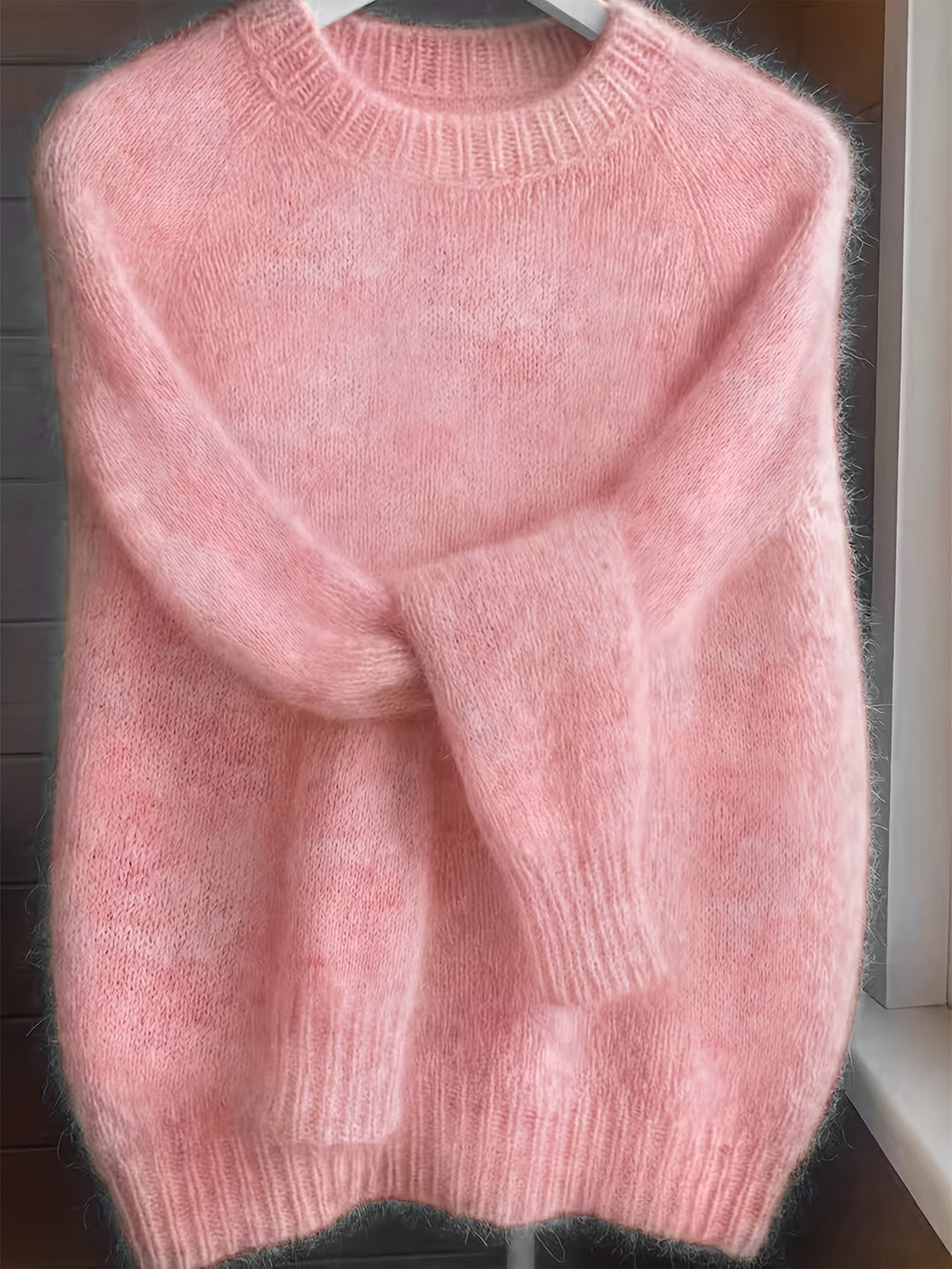Lorinda | Women's Oversized Fuzzy Knit Pullover Sweater - Pink - Image 1