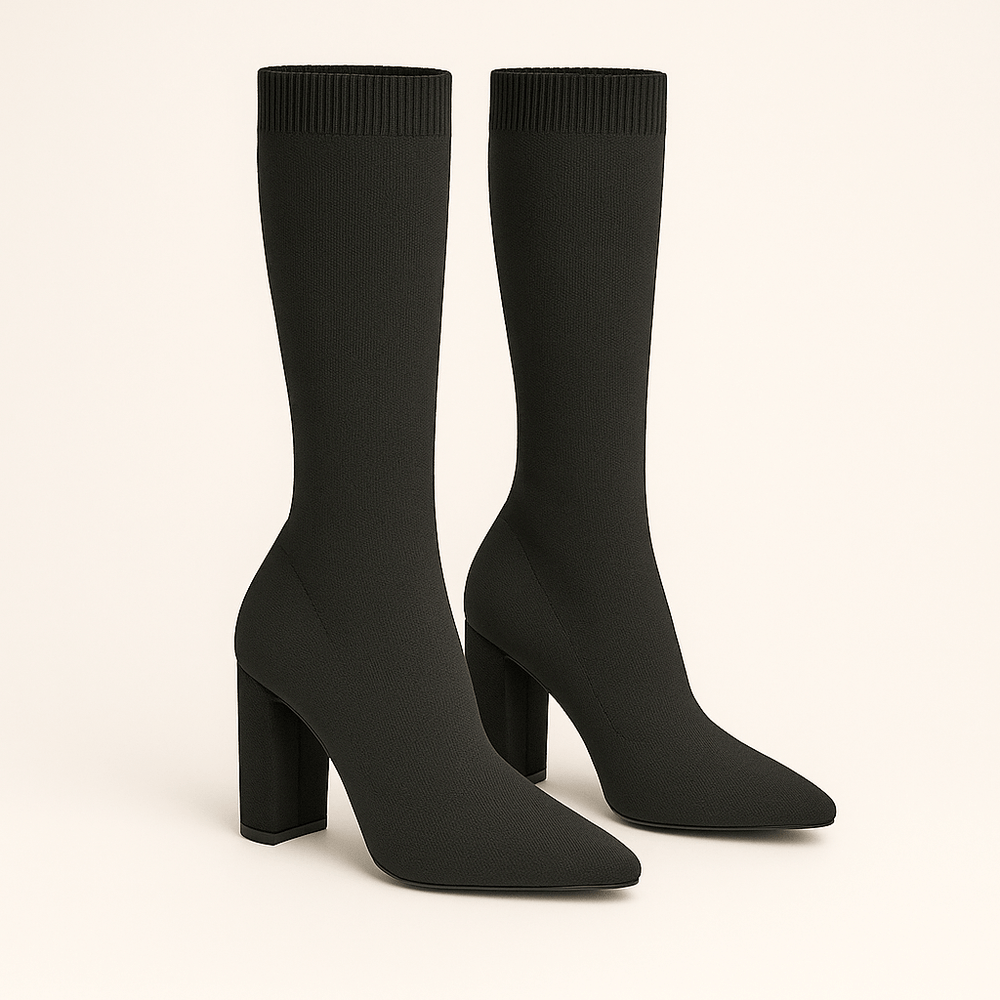 Lorraven | Women's Knee High Boots Block Heel - Black - Image 2