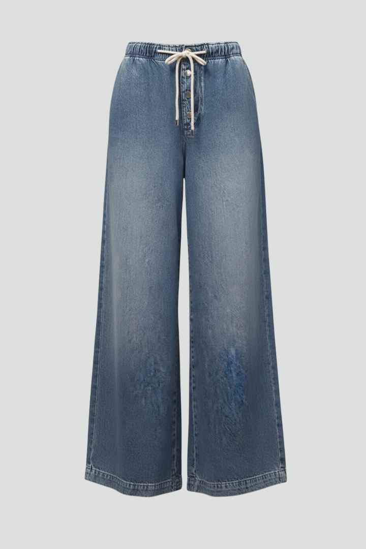 Naveena | Women's Baggy Wide Leg Jeans - Blue - Image 1