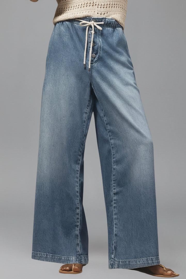Naveena | Women's Baggy Wide Leg Jeans - Blue - Image 2