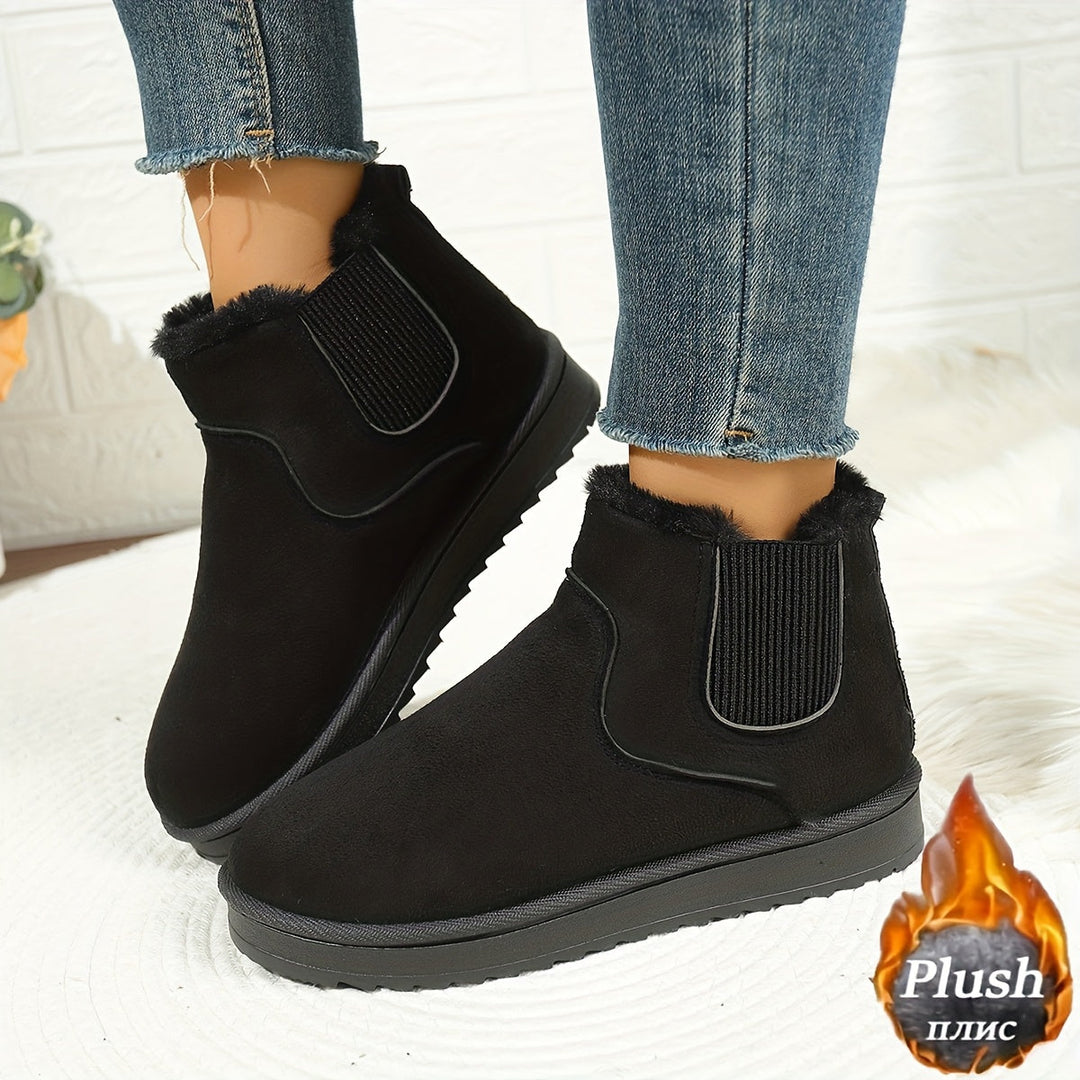 Novaleth | Women's Plush-Lined Winter Ankle Boots - Black - Image 1