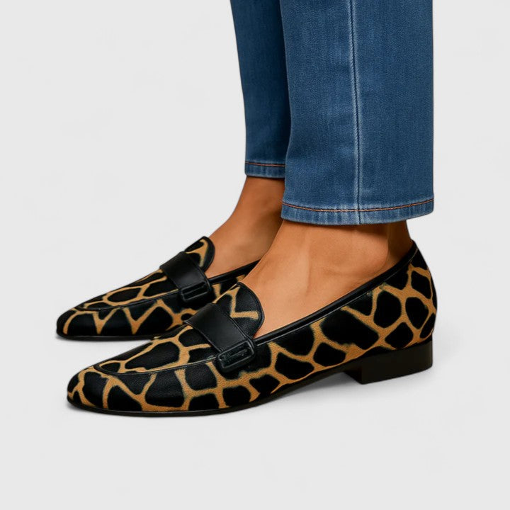 Orvaine | Women's Giraffe Print Loafers - Leopard - Image 1