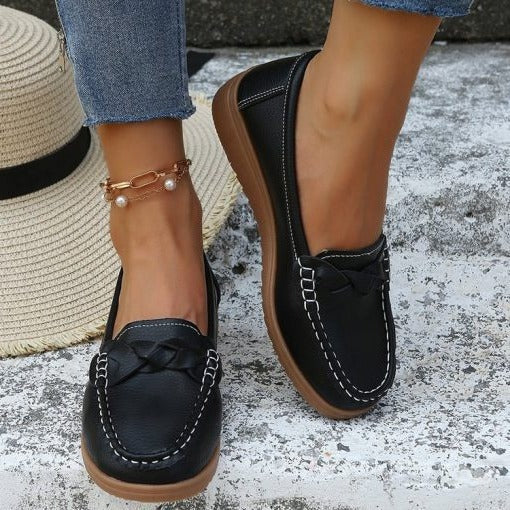 Orvelle | Women's Slip-On Loafers with Bow Detail - Image 2
