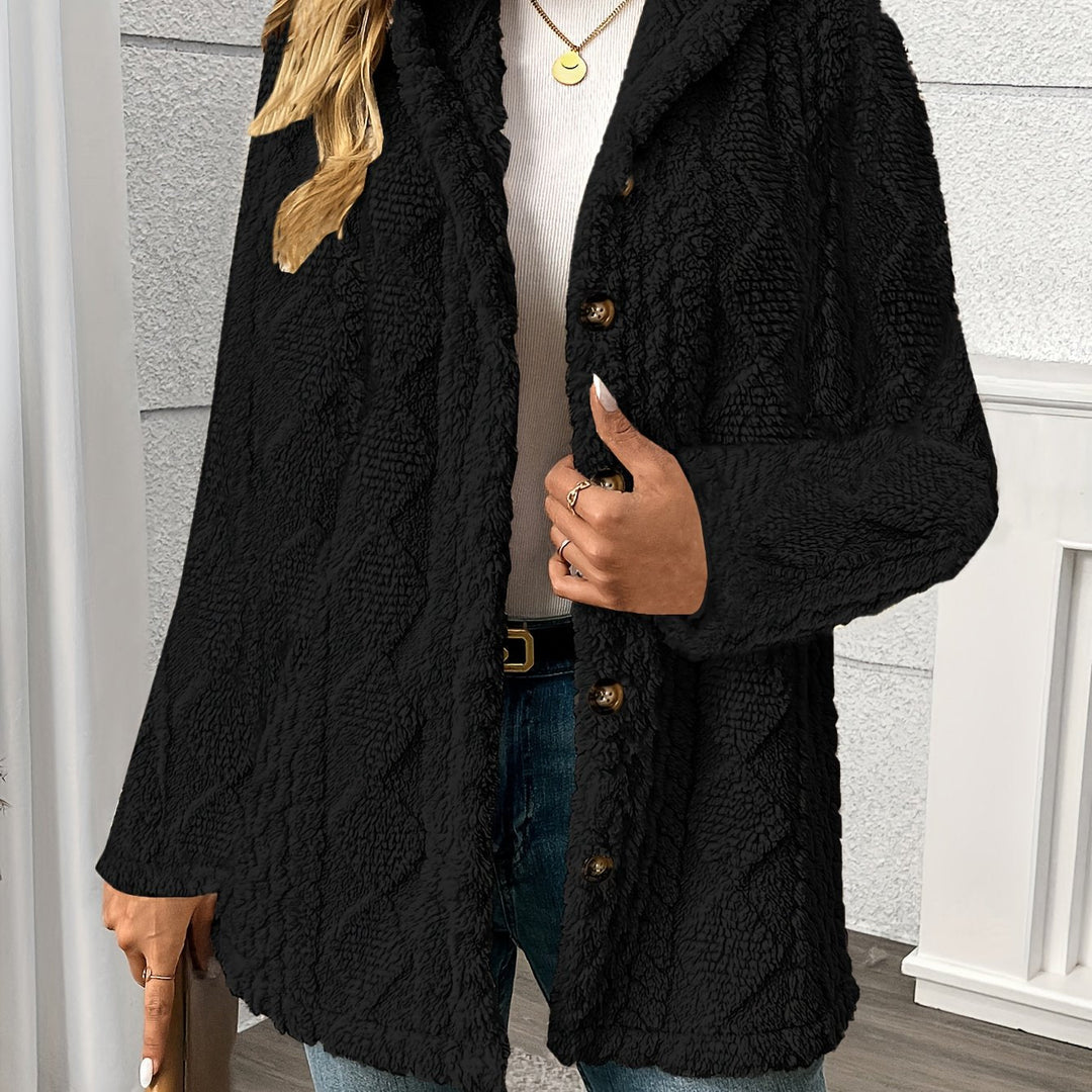 Orvelle | Women's Winter Coat Sherpa Hooded - Black - Image 1