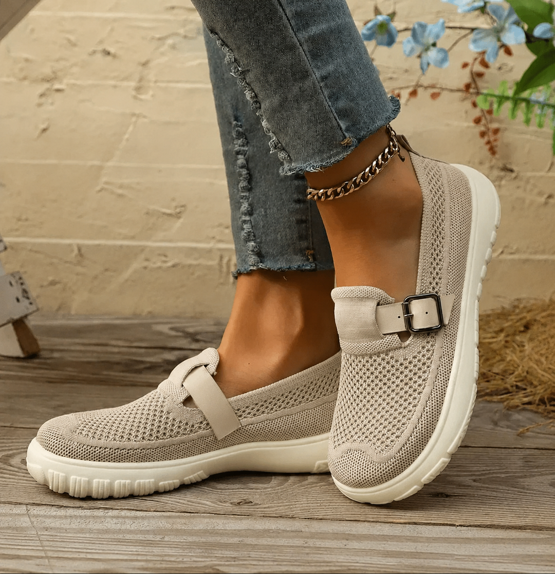 Ravelle | Women's Mary Jane Slip-On Sneaker - Beige - Image 1