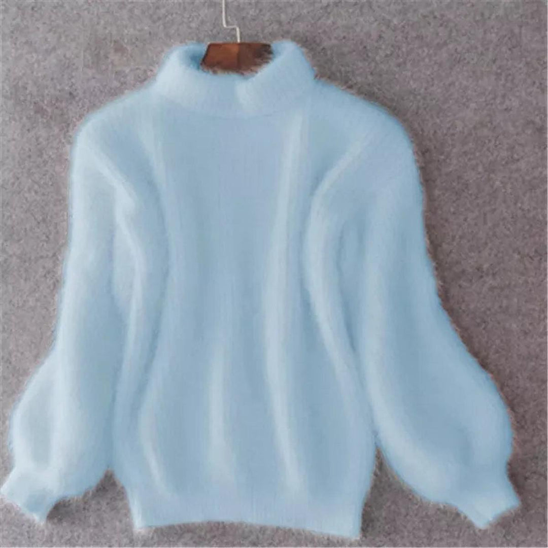 Rosalynn | Women's Oversized Knit Turtleneck Sweater - Baby Blue - Image 1