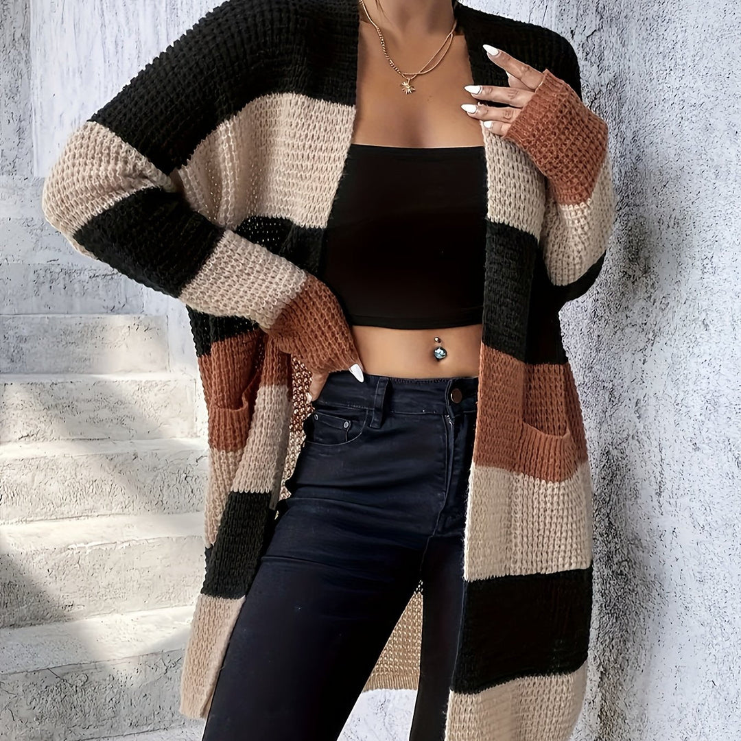 Roselyn | Women's Colorblock Longline Cardigan - Image 1