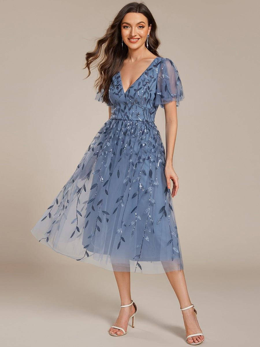 Selvara | Women's Christmas Party Sequin Midi Dress - Image 1