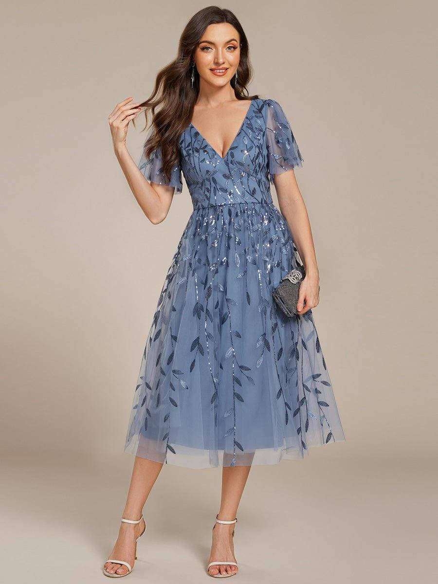 Selvara | Women's Christmas Party Sequin Midi Dress - Image 2