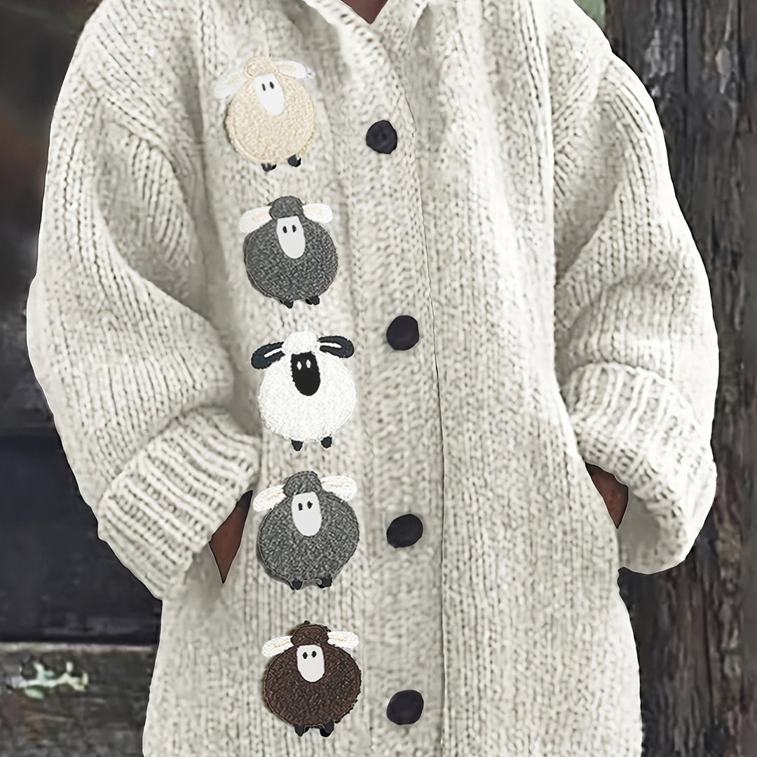Tavenna | Women's Hooded Cardigan Chunky Knit - Cream - Image 1